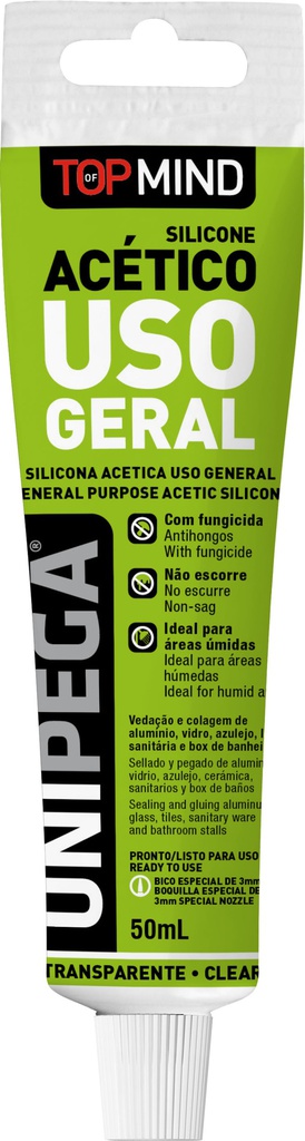 UNIPEGA SILICONA ACETICA UG TRANSPARENTE TUBO PLAST 50ML BLISTER (CX 12)