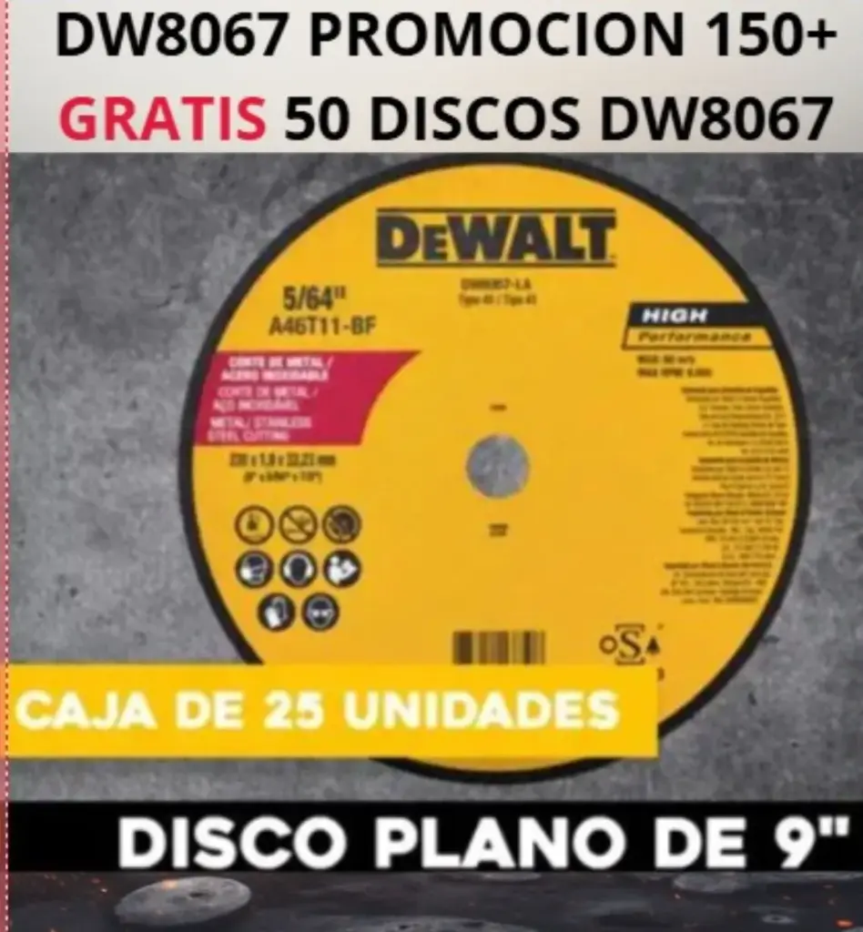 Promo 150+50 Disco Corte Metal/Inox 9 PDW8067 Dewalt