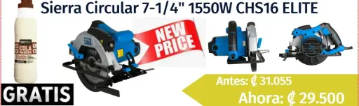 [CCHS16Cola] Combo Sierra Circular 7-1/4" 1550W+ 1 Cola madera 250g UNI
