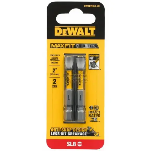 [DWAF2SL8-2H] Punta Impacto Plana S8 x 2" Max Fit Blist.Pack 2  DEWALT