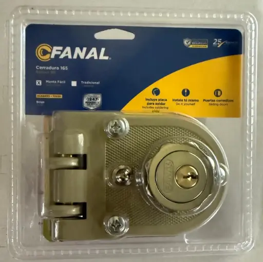 [91650-002] Cerradura Pico Lora Beige Izquierdo Soldable Blister FANAL